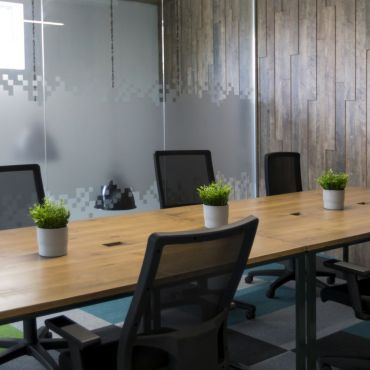 Fixed desks with ergo chairs