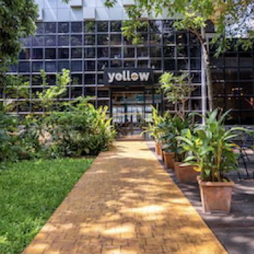 Front entrance of Yellow Coworking Space Located in Nimman Soi 5 
