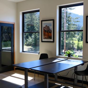 Ergonomic desks & private phone rooms.