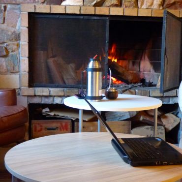 Nice space to work by the wood stove, or have casual meetings.