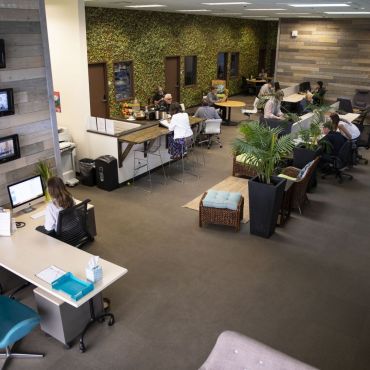 Get right to work in a beautiful, connected workspace. Electrical outlets close to each station, WiFi broadband Internet, comfortable chairs and free coffee. Open seating or dedicated desks available.